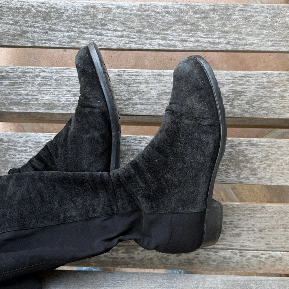 STEWART WEITZMAN Black Over-the-Knee 50/50 Suede Stretch Boots Size 8.5